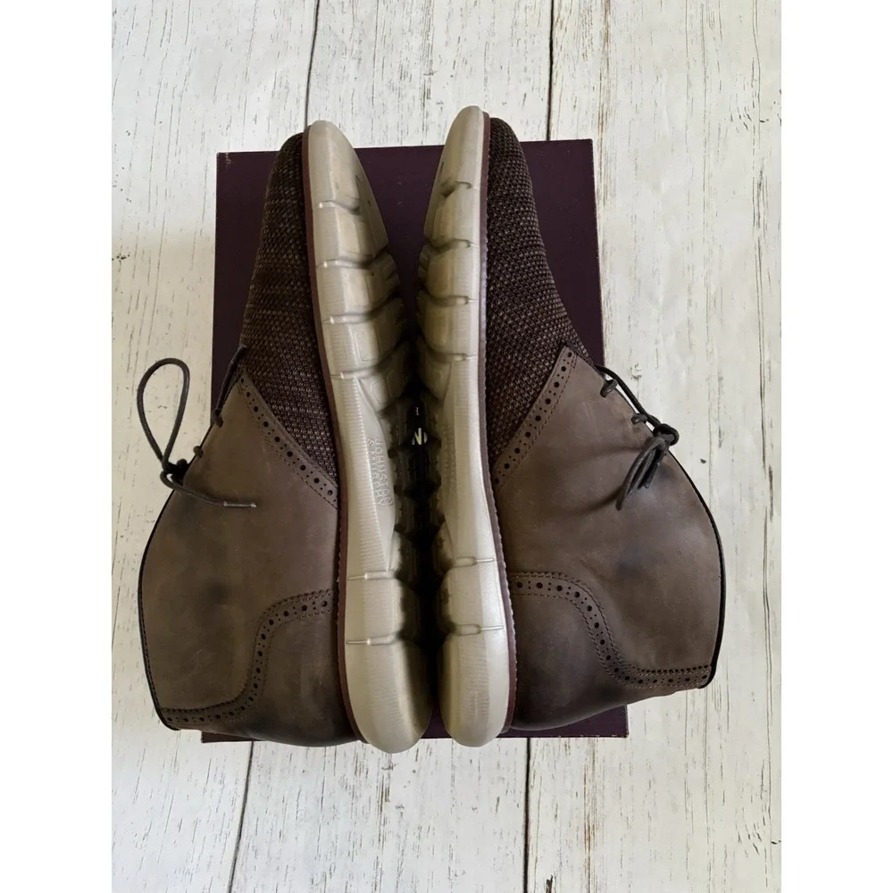 Johnston and Murphy Mens Size 12 M Holden Brown‎ Oiled Knit Chukka Boots